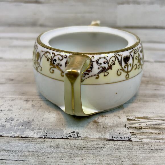 Vtg Noritake Nippon 16034 Christmas Ball Hand‑Painted Gold Sugar Bowl (No Lid) - Picture 2 of 8